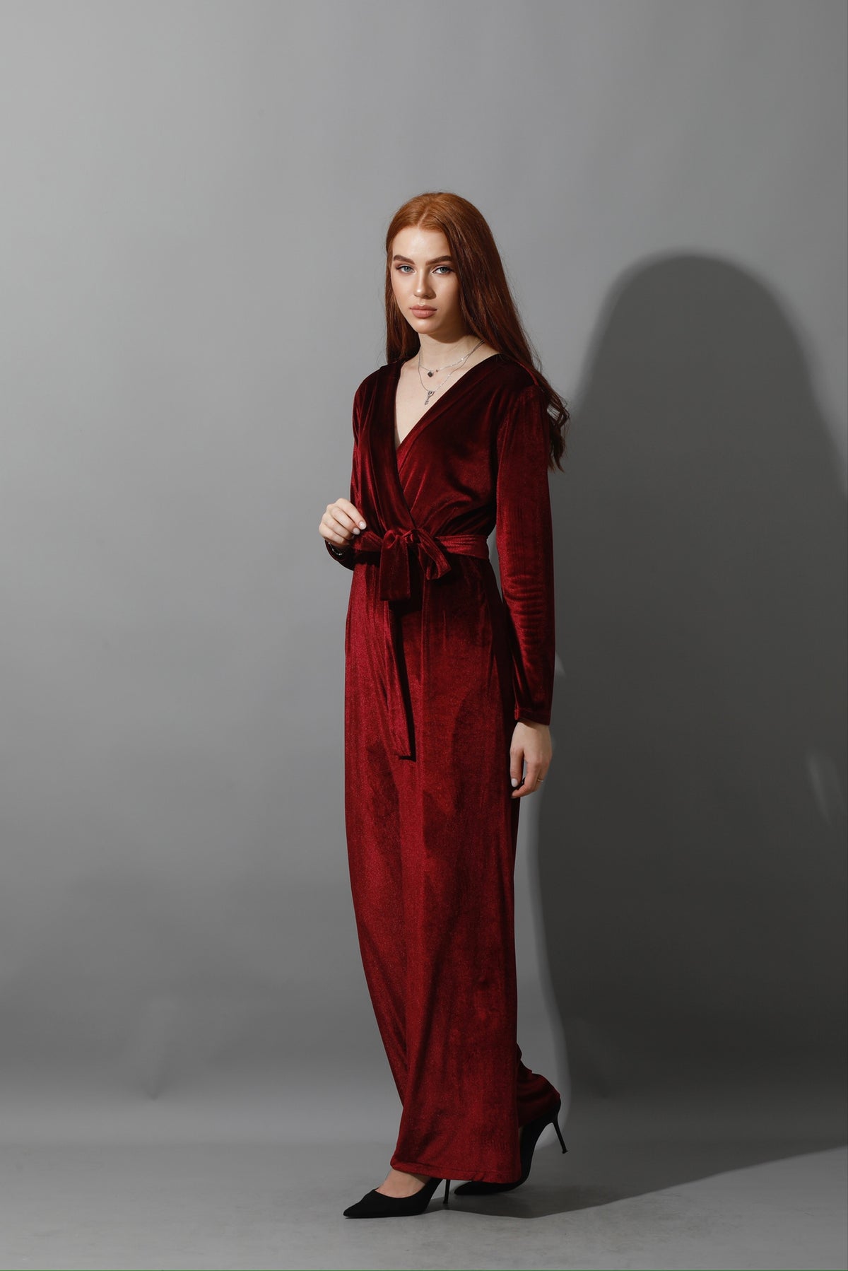 Wrapped wide leg Jumpsuit- Maroon