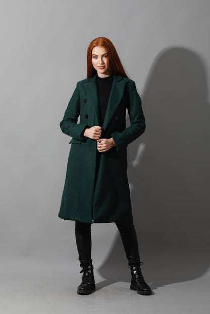 Front Open Coat - Deep Green