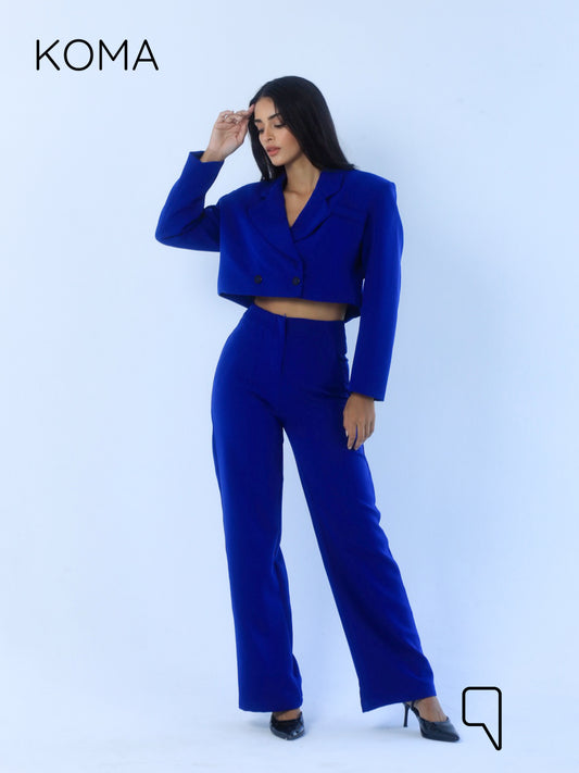 Uma Cropped Blazer - Electric Blue