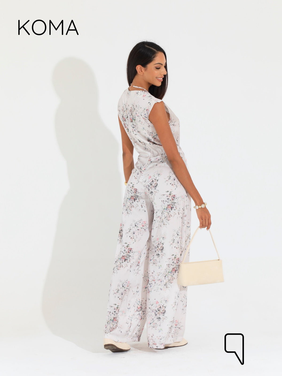 Dahlia Flared Floral Jumpsuit - Multicolored White