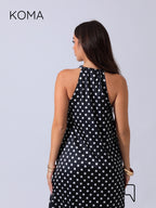 Paulina V Neck Maxi Dress - Black Polkadots