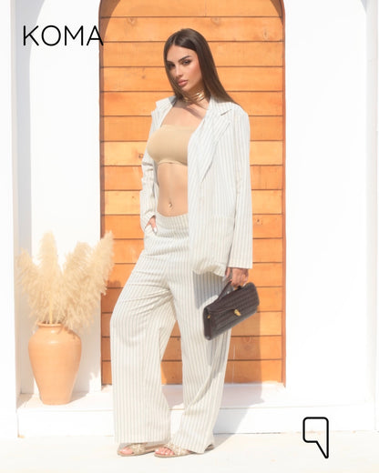 Candice Stripped Light Suit - Olive