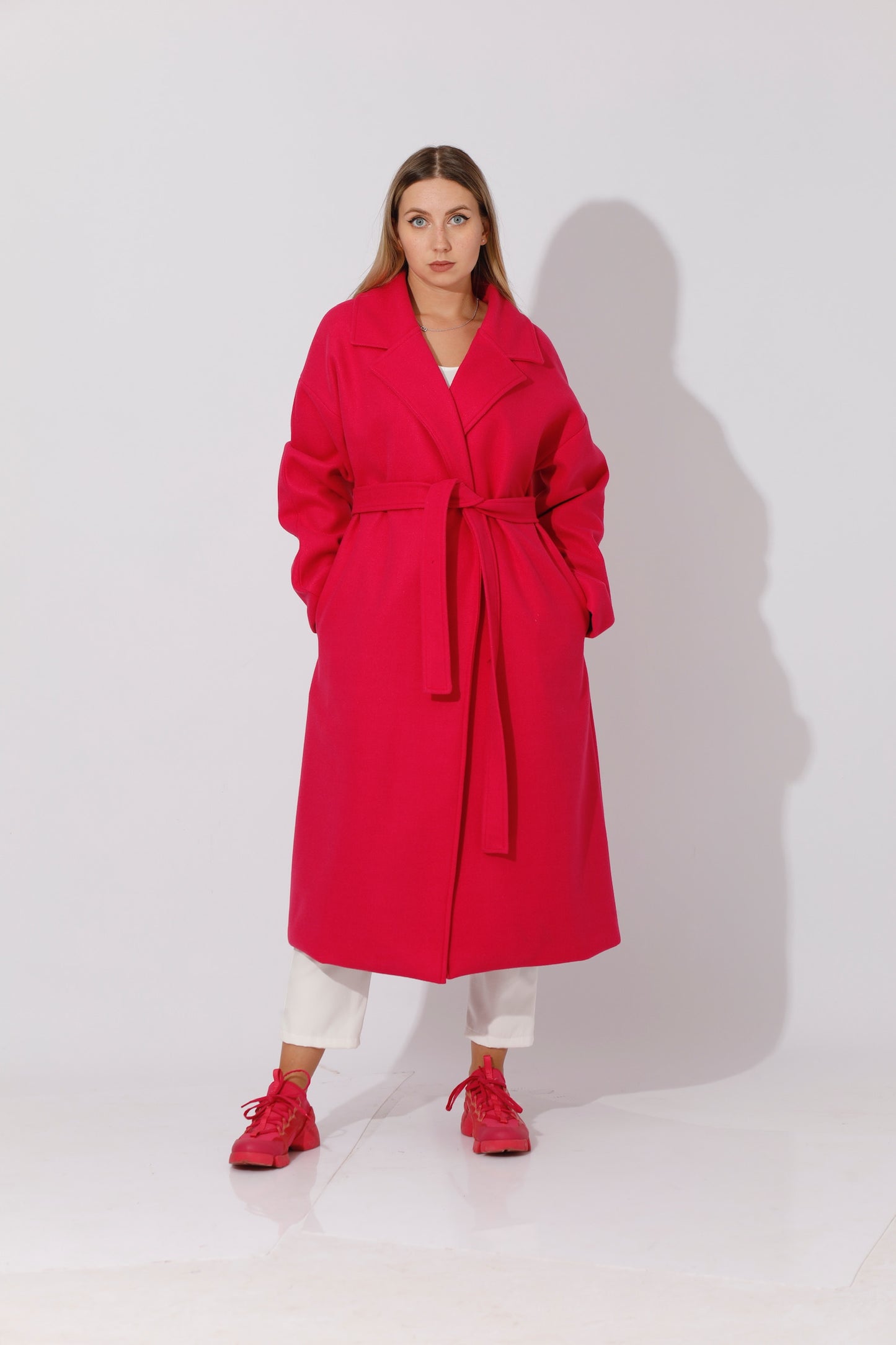 Oversized Wrapped Coat - Barbie Pink