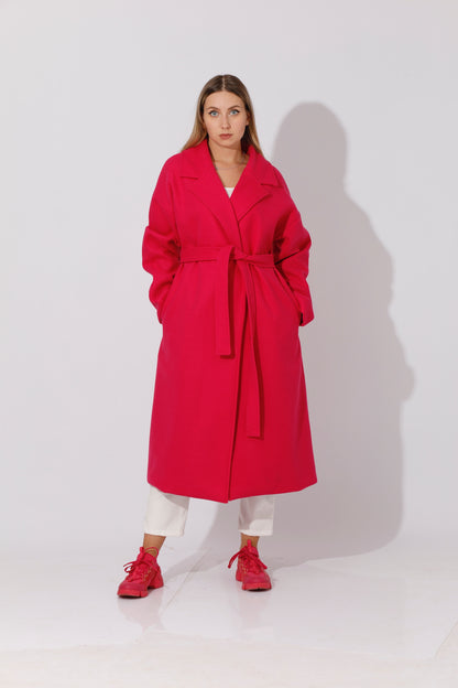 Oversized Wrapped Coat - Barbie Pink