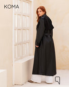 Novie Faux Leather & Suede Trench Coat - Black