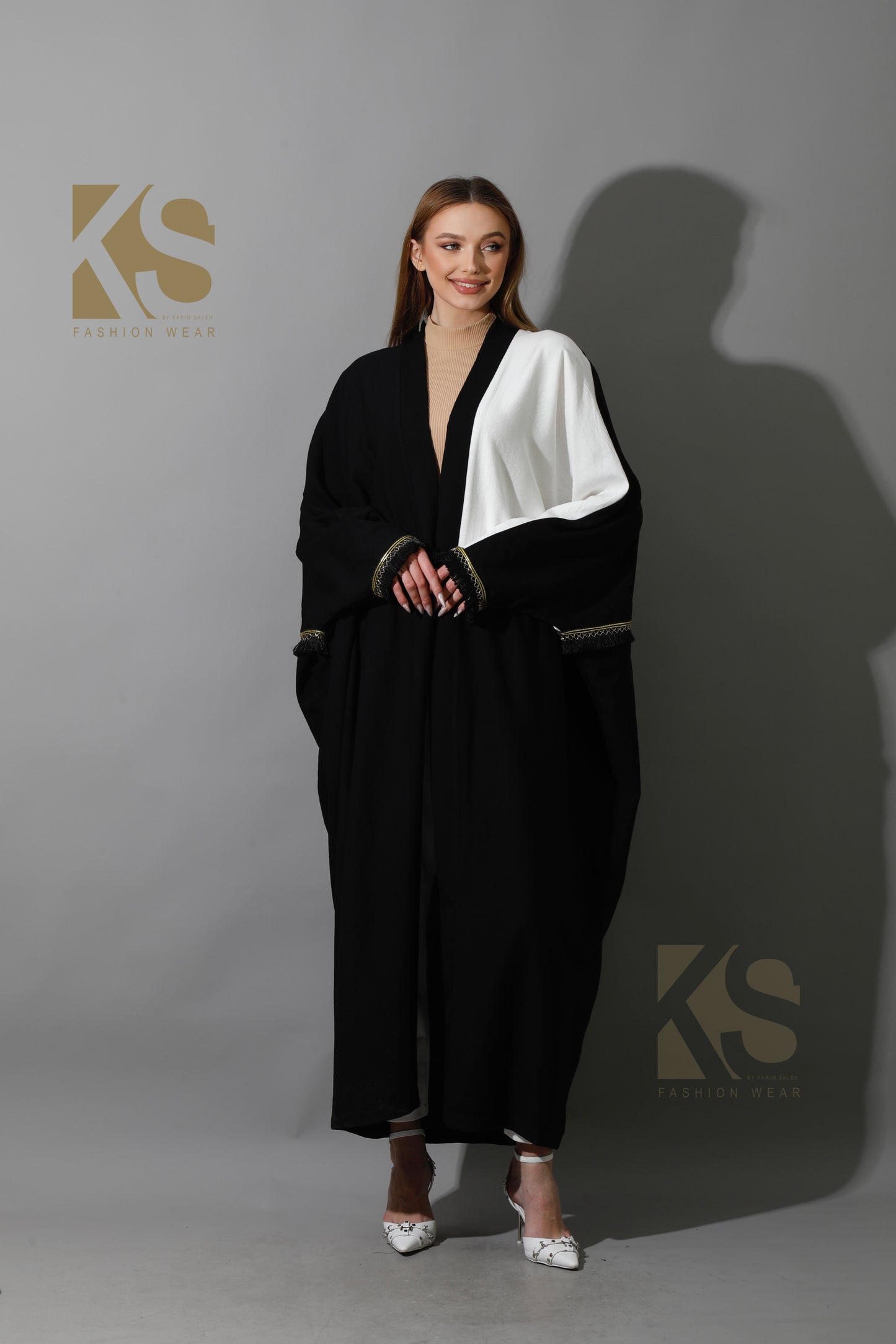 Lose Double Color Kaftan - Black X White