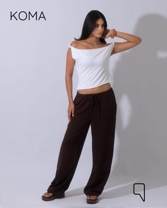 Elsie Lose Fit Trousers - Brown