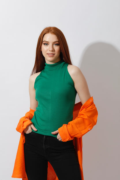 Slinky Half Neck Top - Green