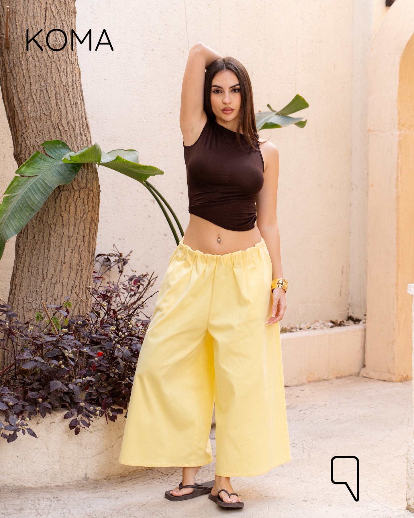 Violet Culottes Trousers - Yellow