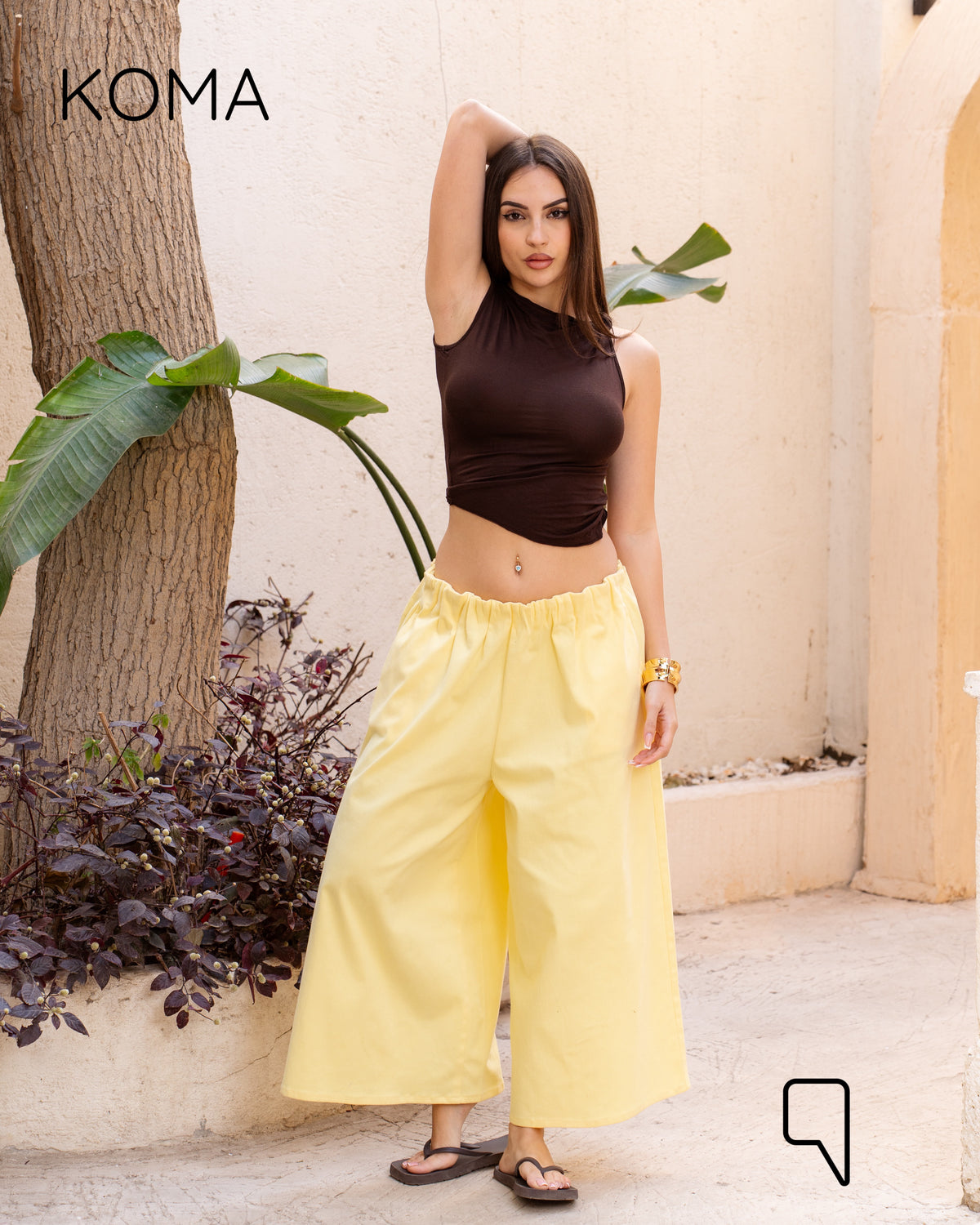 Violet Culottes Trousers - Yellow