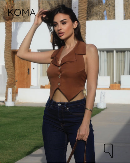 Beccy Backless Formal Vest - Light Brown
