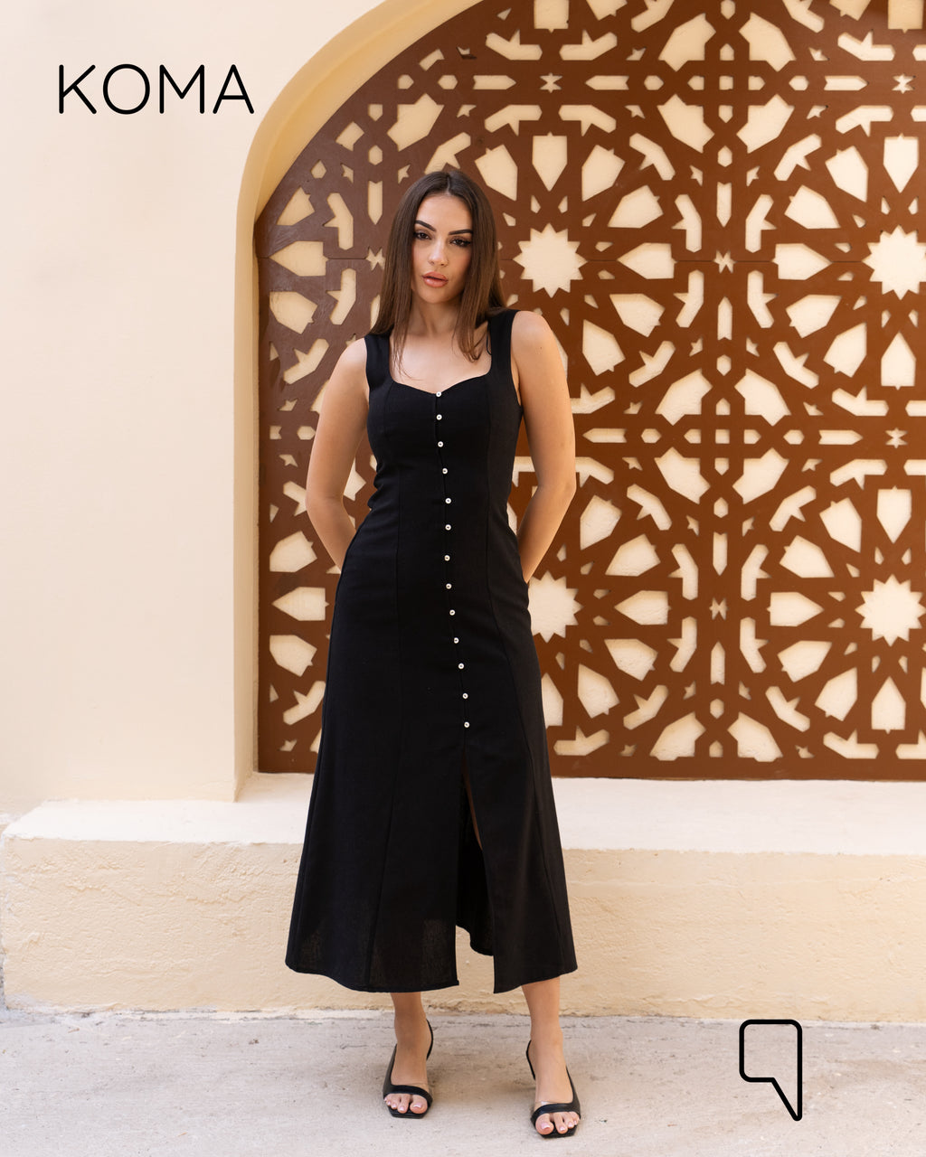 ivanna Midi Blend Dress - Black