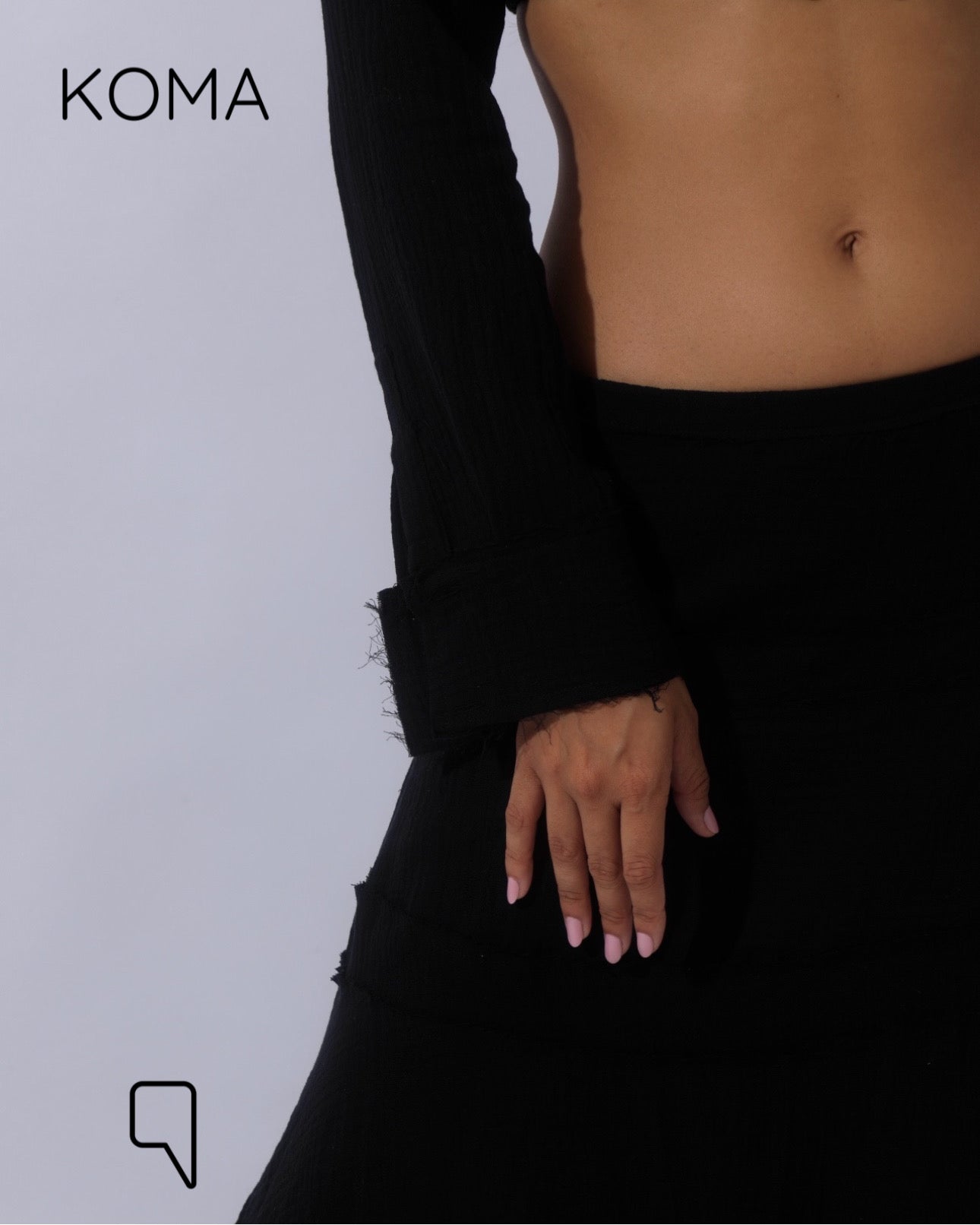 Greta Crincle Cropped Shirt & Skirt Set - Black