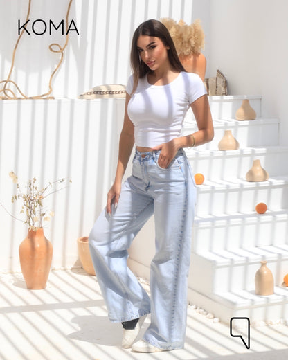 iva Basic Crop HalfSleeves Top  - White