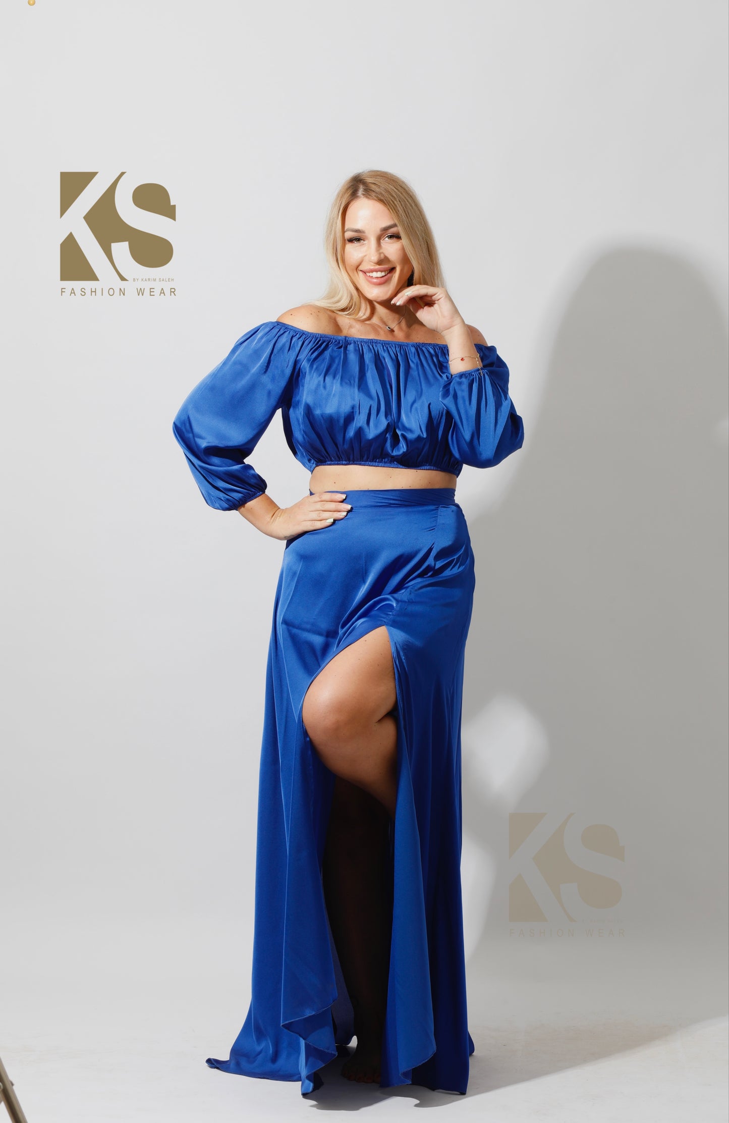 Off Shoulder Blouse - Electric Blue
