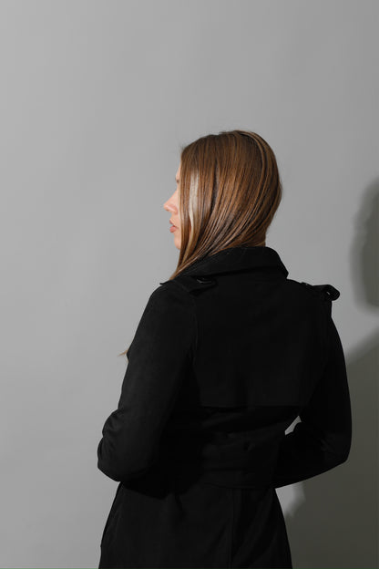 Wrap Trench Cardigan - Black