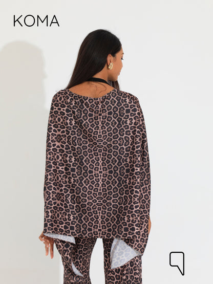 Celeste Satin Butterfly Blouse - Multicolored Tiger