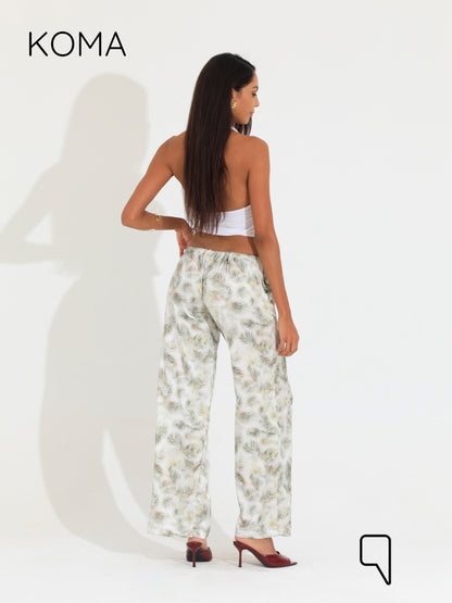 Elsie Lose Fit Trousers - Multicolored Olive