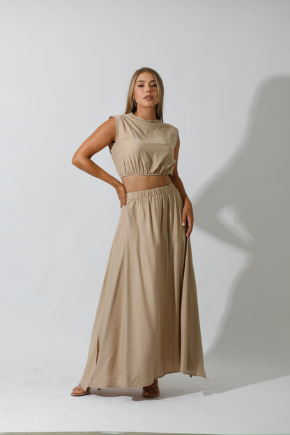 Co-Ord Crop Top - Beige