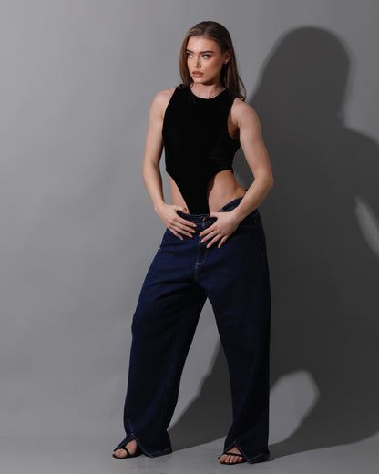 Velvet Body Suit - Black