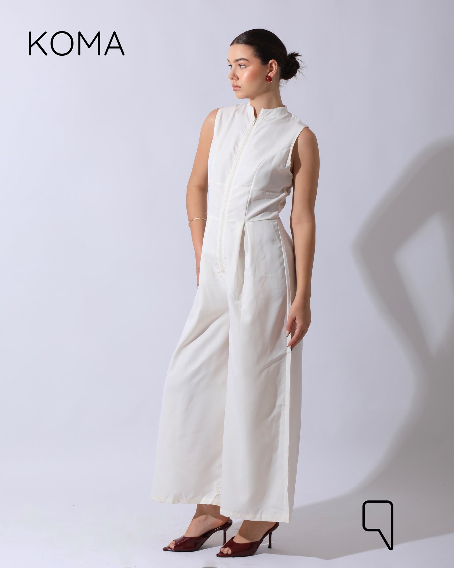 Olivia Sleeveless Wide Leg Jumpsuit - Offwhite