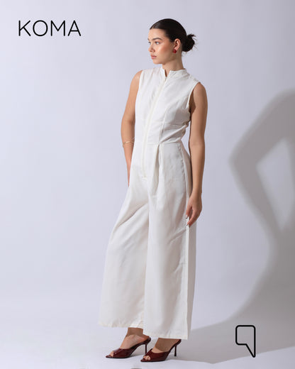 Olivia Sleeveless Wide Leg Jumpsuit - Offwhite