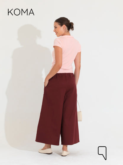 Violet Culottes Trousers - Maroon