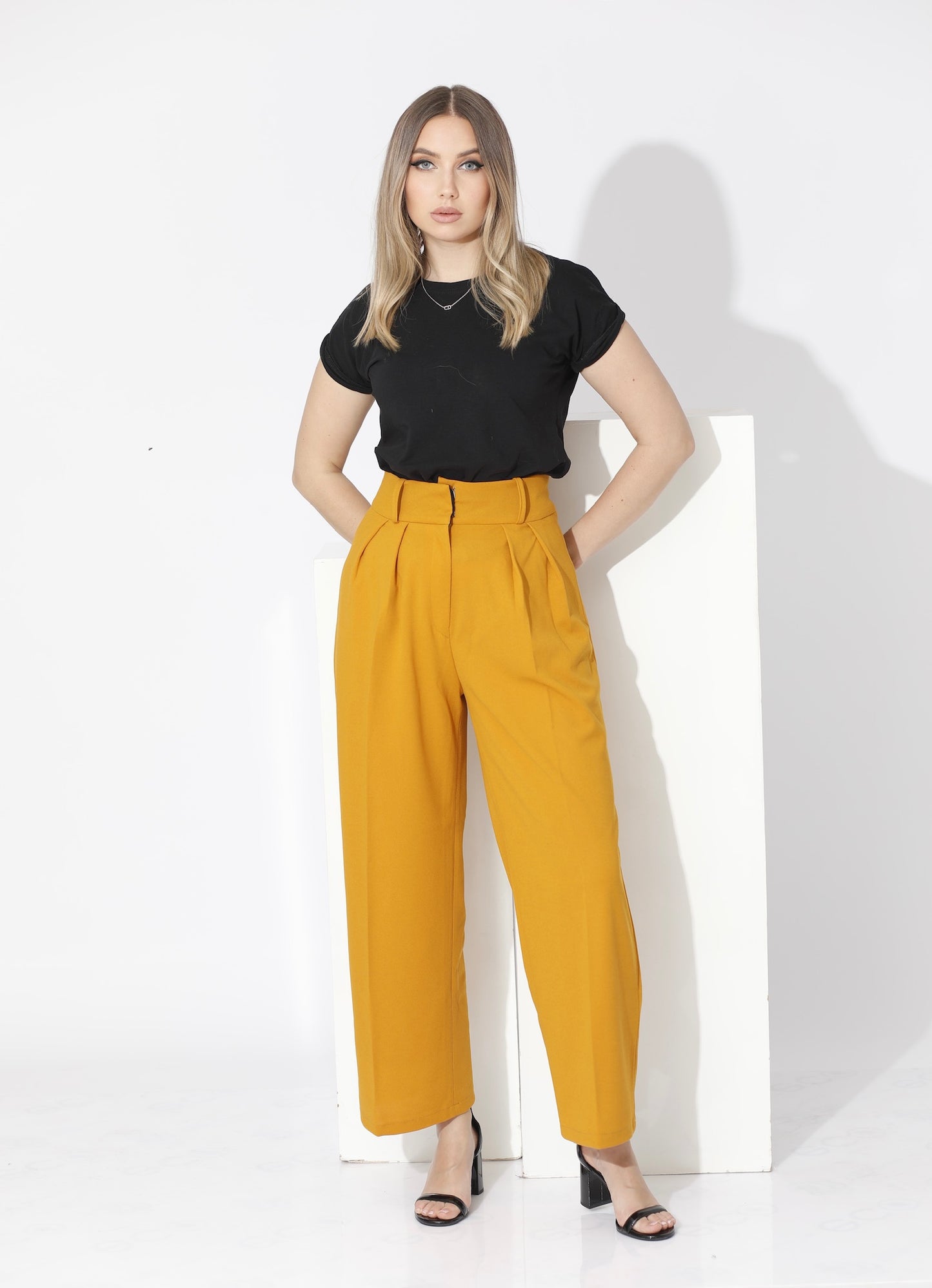 High Waist Trousers - Yellow