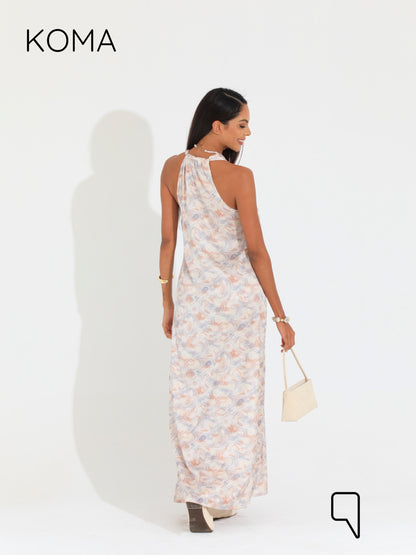 Paulina V Neck Maxi Dress - Multicolored Pink