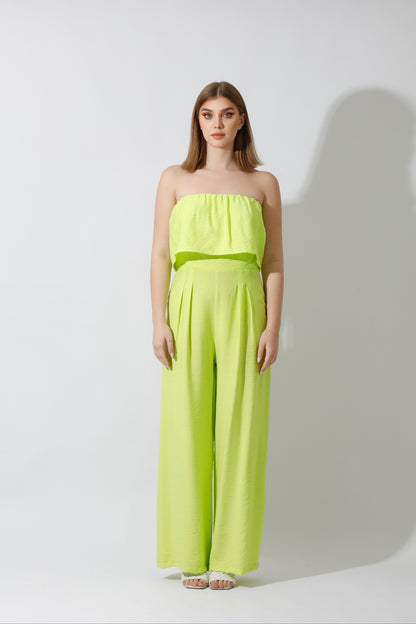 Wide Leg Jumpsuit - Lime Green