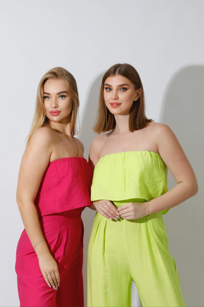 Wide Leg Jumpsuit - Lime Green