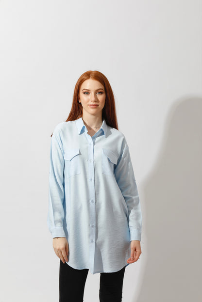 Shirt ‏with Two Pockets - Baby Blue