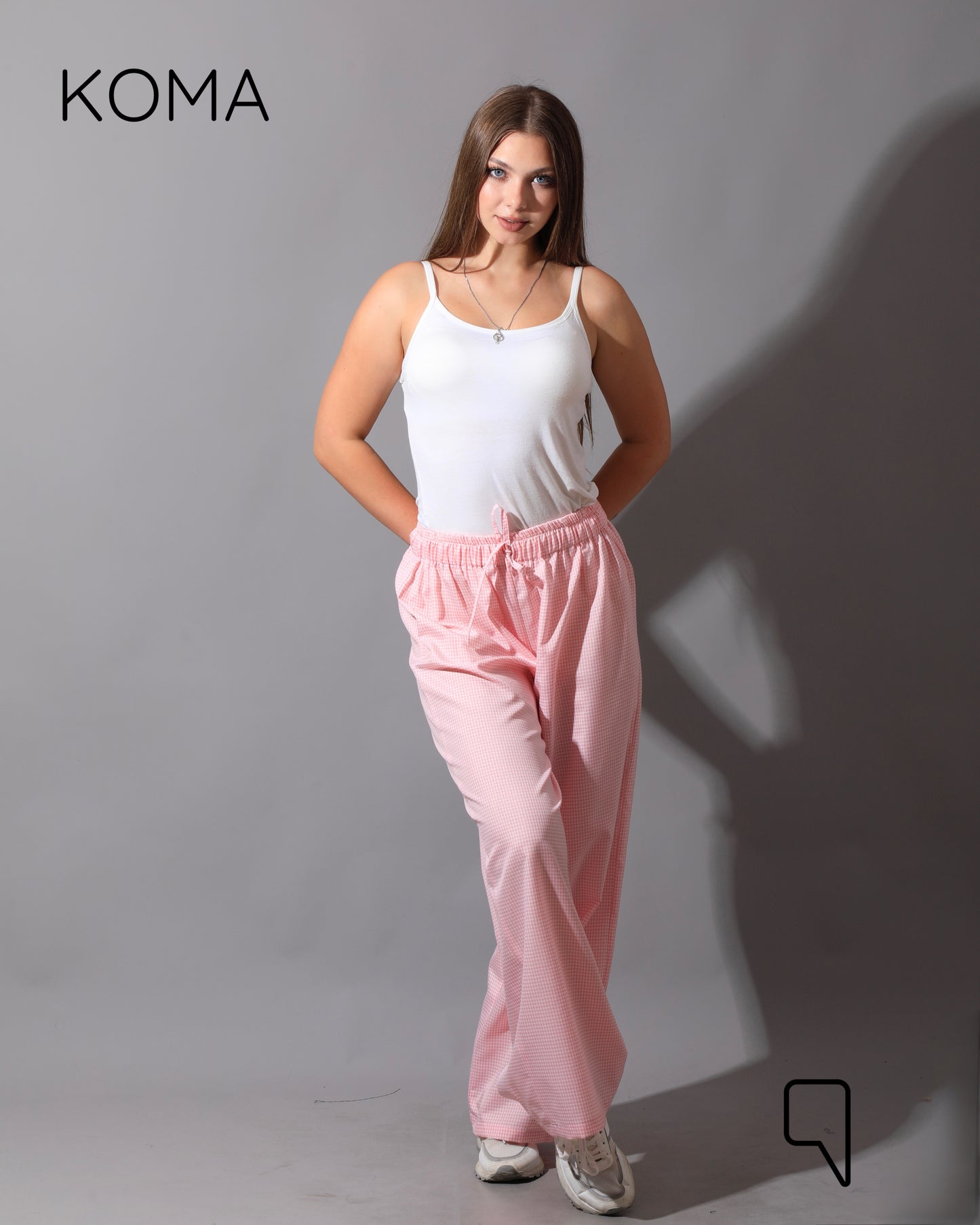 Plaid Straight Leg trousers - Plaid Pink