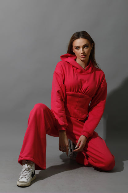 Corset Hoodie Set - Barbie Pink