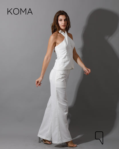 Hallie Halter Neck Vest - White