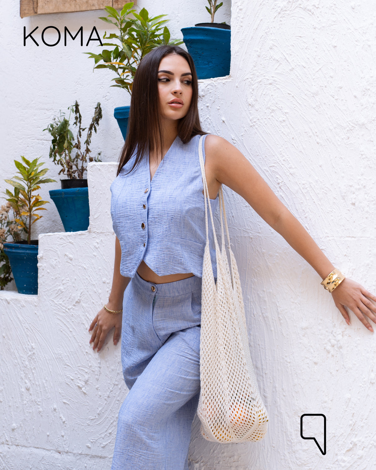 Judy Blend Waistcoat Jumpsuit - Baby Blue