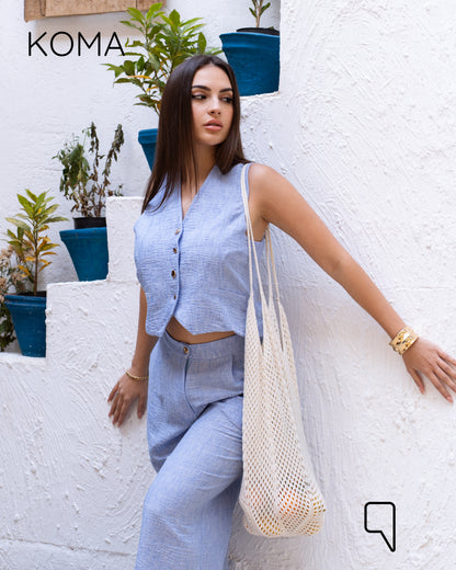 Judy Blend Waistcoat Jumpsuit - Baby Blue