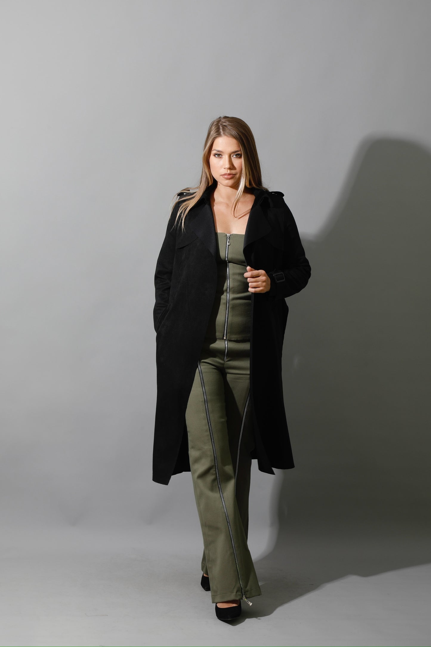 Wrap Trench Cardigan - Black