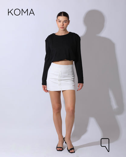 Rose Striped Mini Skirt - White