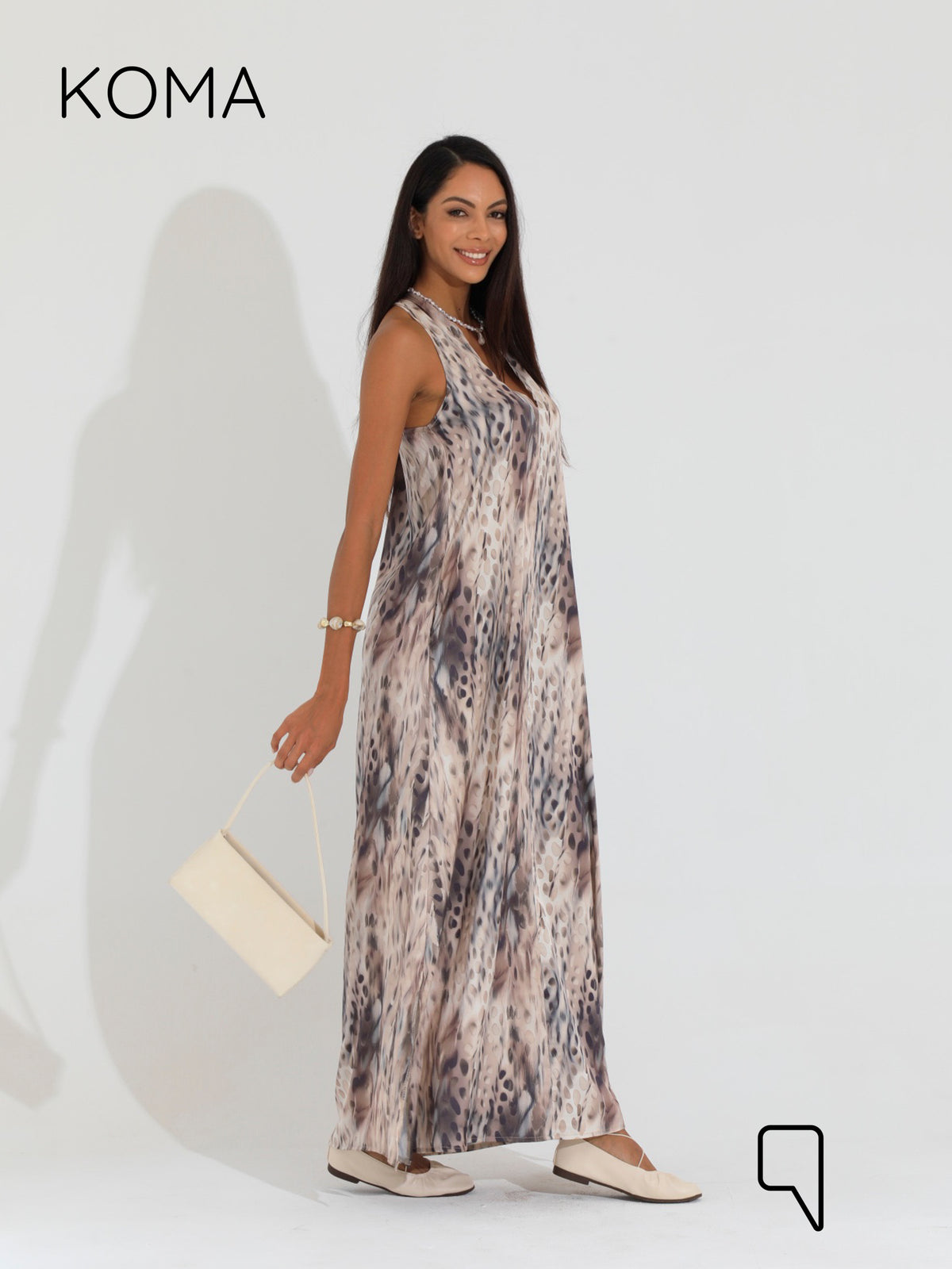 Paulina V Neck Maxi Dress - Multicolored Olive