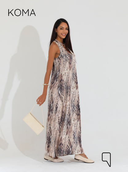 Paulina V Neck Maxi Dress - Multicolored Olive