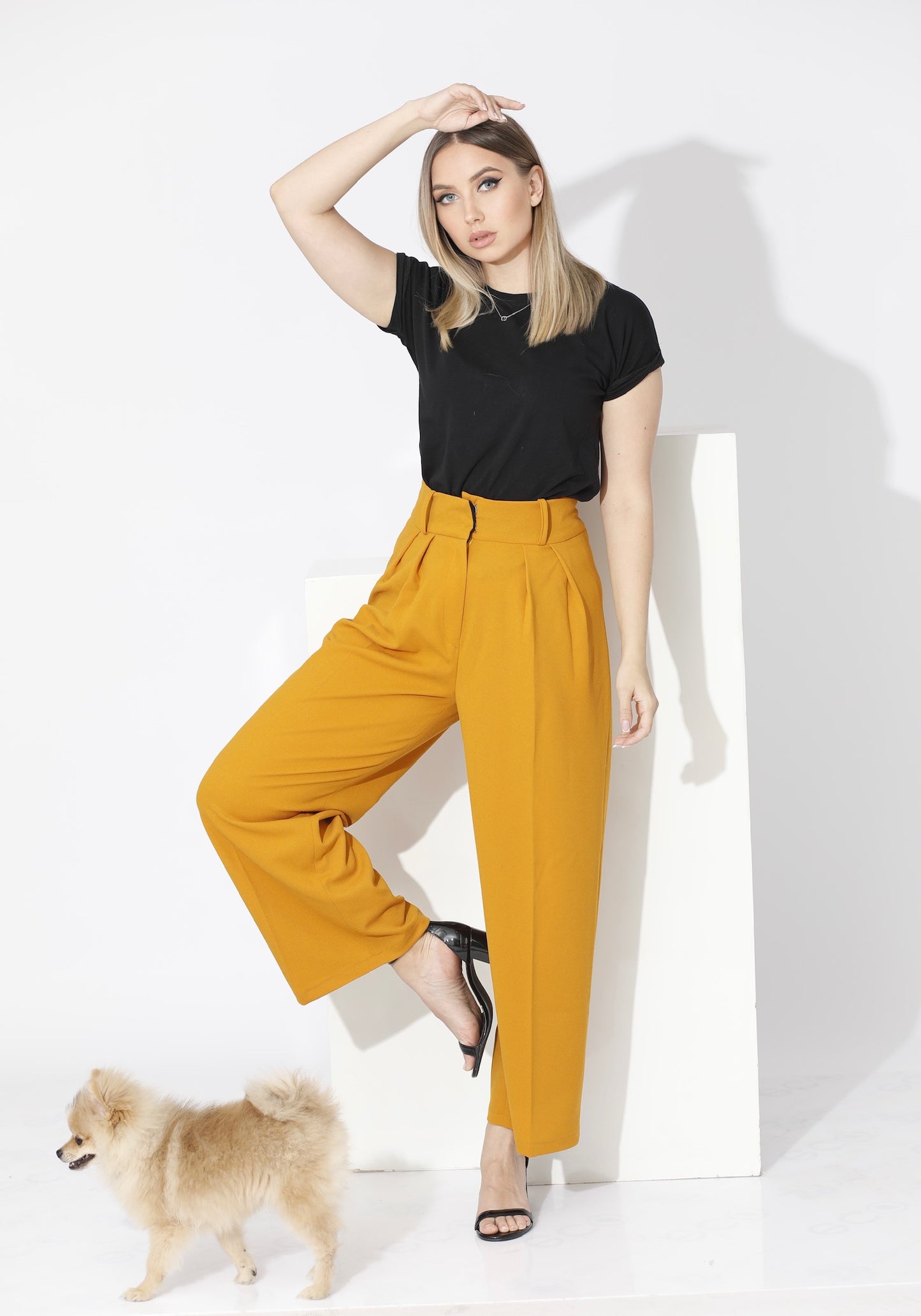High Waist Trousers - Yellow