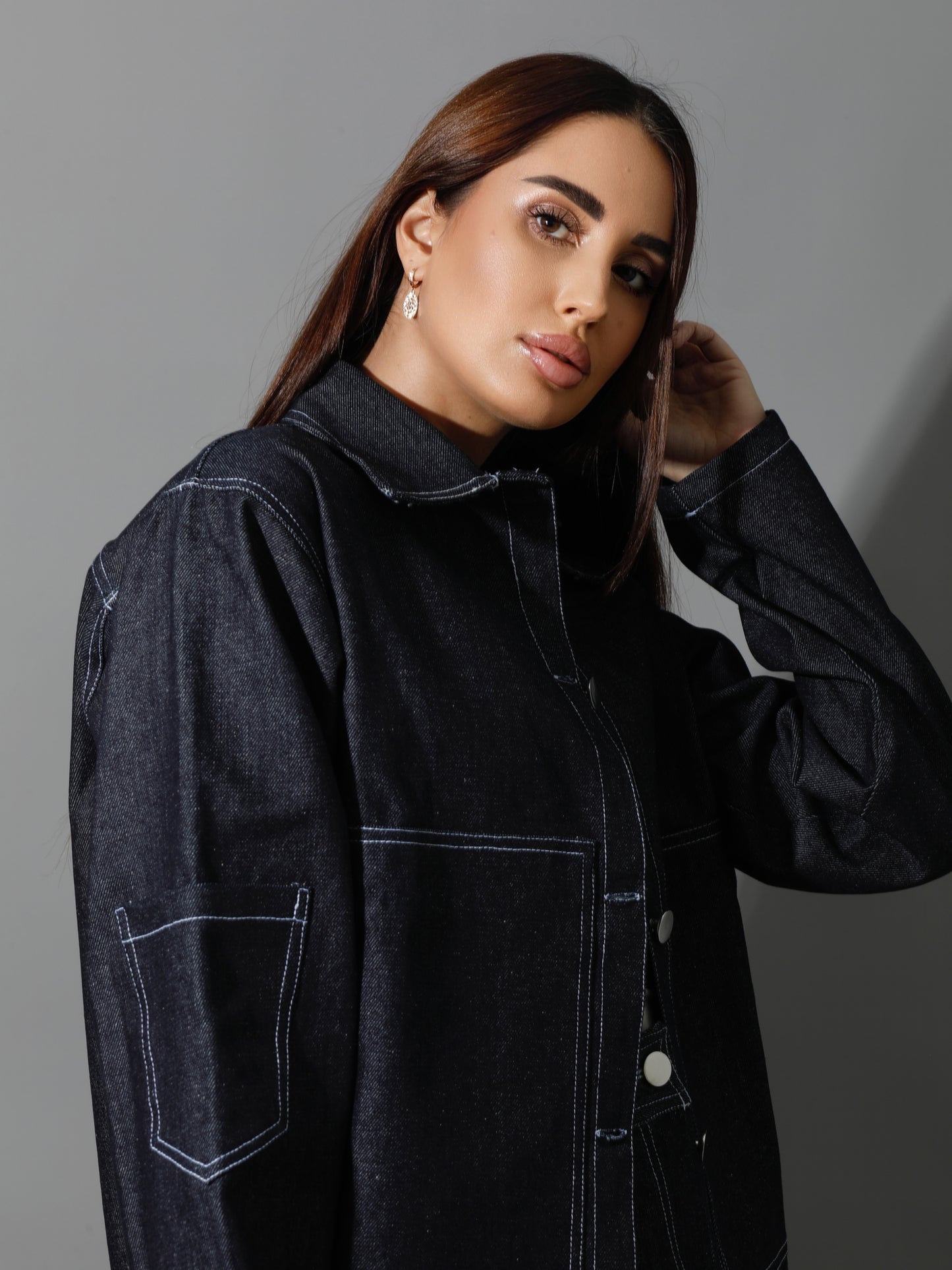 Co-Ord Jeans Sleeves Jacket - Navy Blue