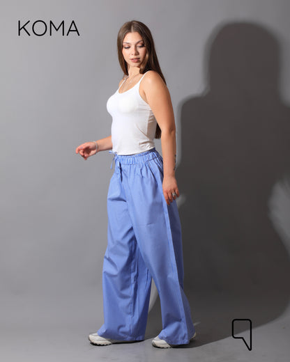 Plaid Straight Leg trousers - Plaid Baby Blue
