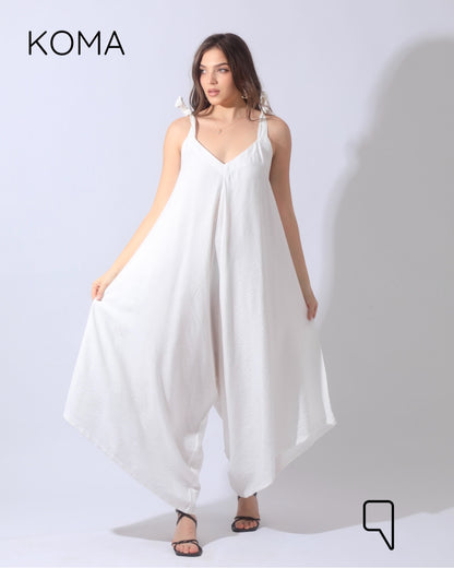Tied Up Lose Jumpsuit - White