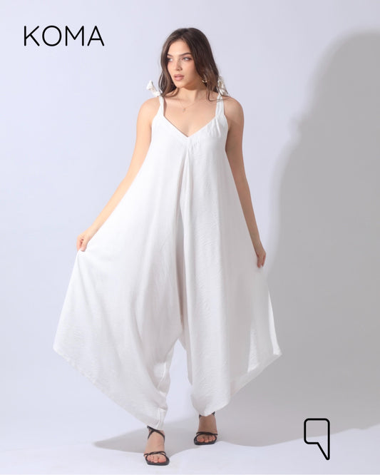 Tied Up Lose Jumpsuit - White