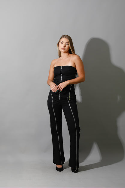 Co-Ord Some Protel Top &  BootCut pants - Black