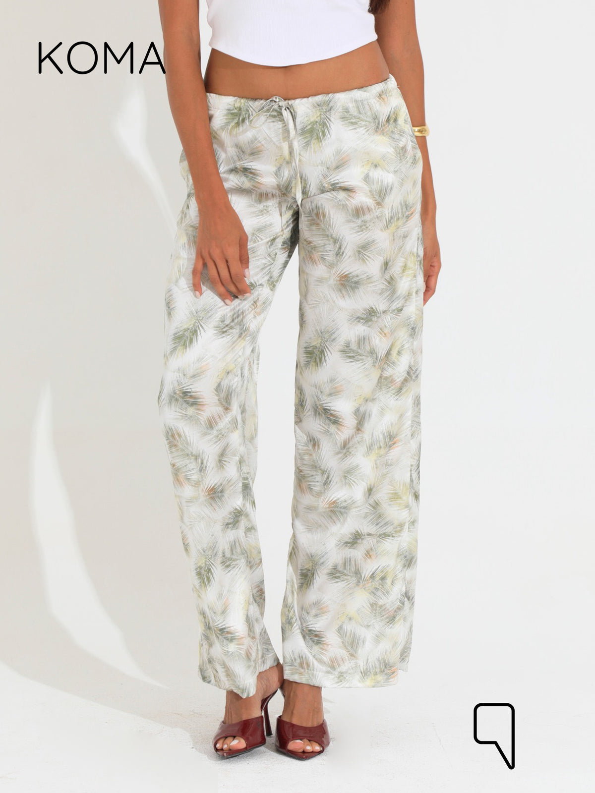 Elsie Lose Fit Trousers - Multicolored Olive