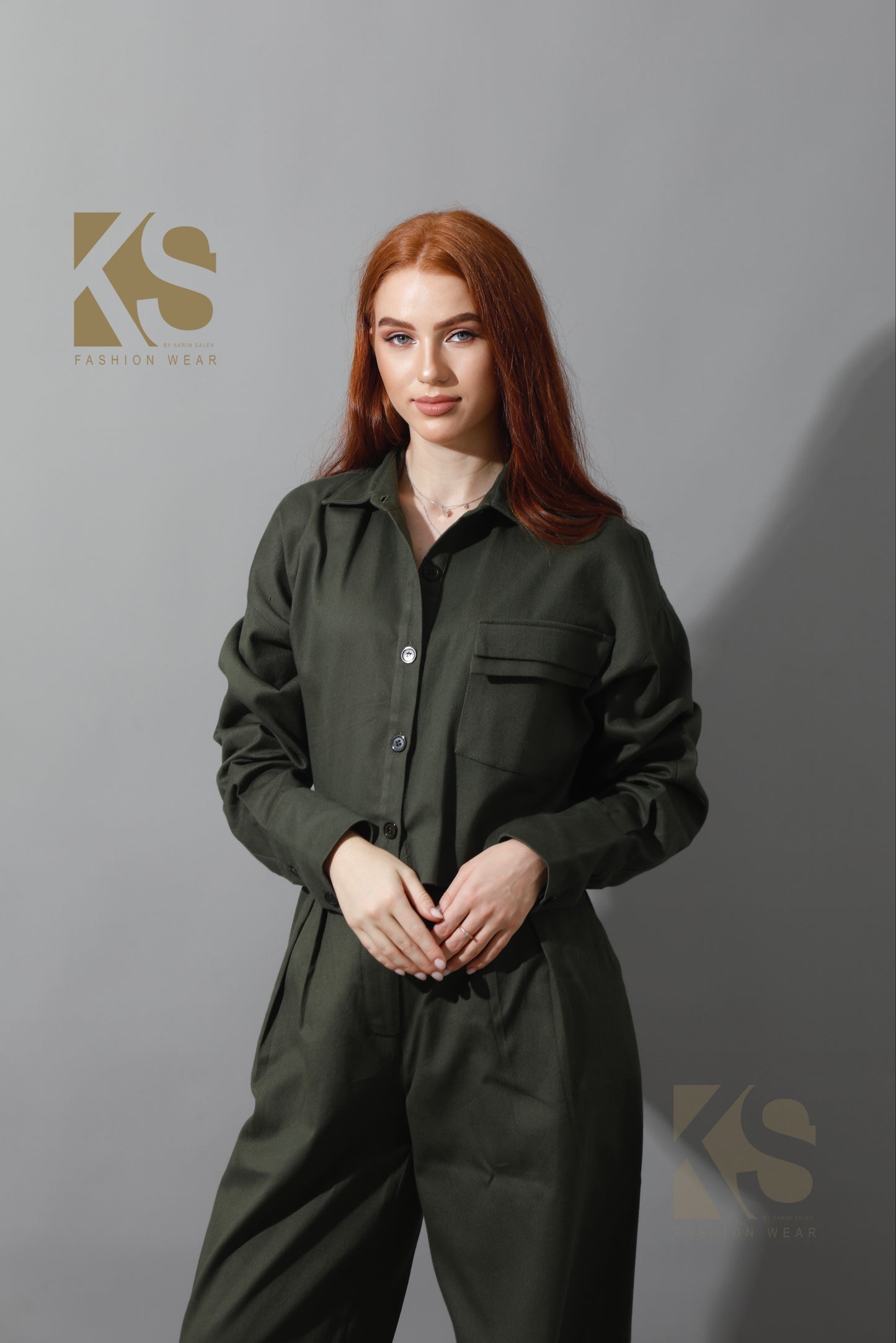 Cropped Lose Shirt - Olive
