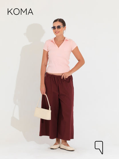Violet Culottes Trousers - Maroon